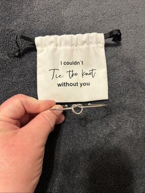 Knot Accent Silver Tie-Bar with Gift Pouch